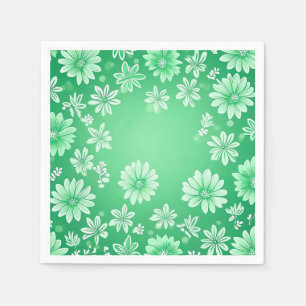 Servilleta De Papel Patrón floral sobre fondo verde
