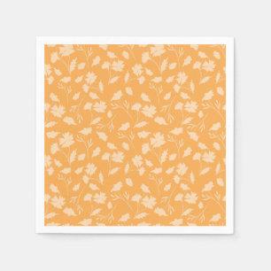 Servilleta De Papel Patrón floral suave sobre fondo naranja
