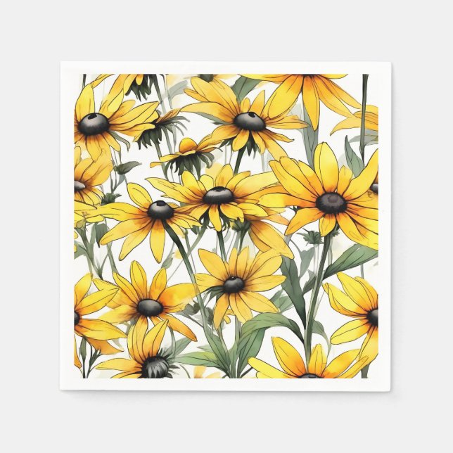 Servilleta De Papel Patrón floral Susan de ojos negros amarillos (Anverso)