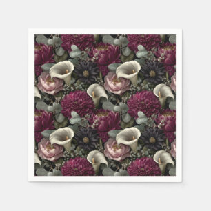 Servilleta De Papel Patrón floral temperamental con dalias y calas