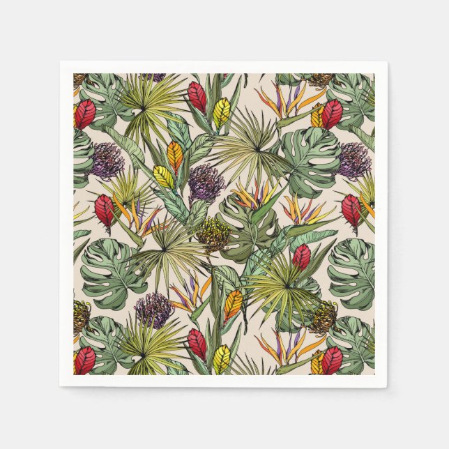 Servilleta De Papel Patrón floral tropical (Anverso)