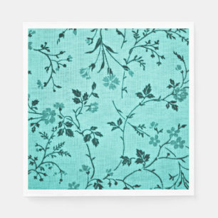 Servilleta De Papel Patrón floral turquesa
