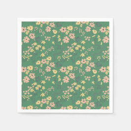 Servilleta De Papel Patrón floral verde boho moderno