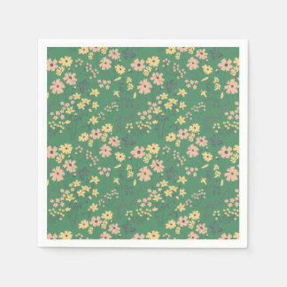Servilleta De Papel Patrón floral verde boho moderno
