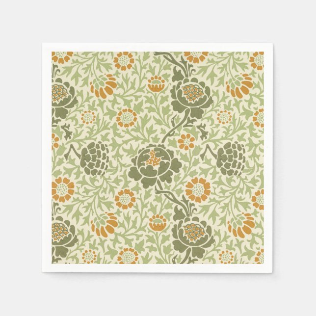 Servilleta De Papel Patrón Floral Verde de William Morris Grafton (Anverso)