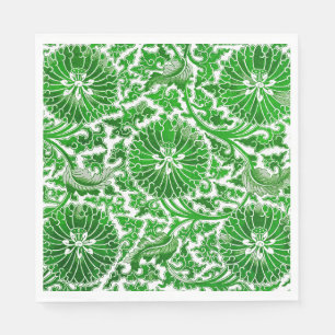 Servilleta De Papel Patrón floral verde y blanco