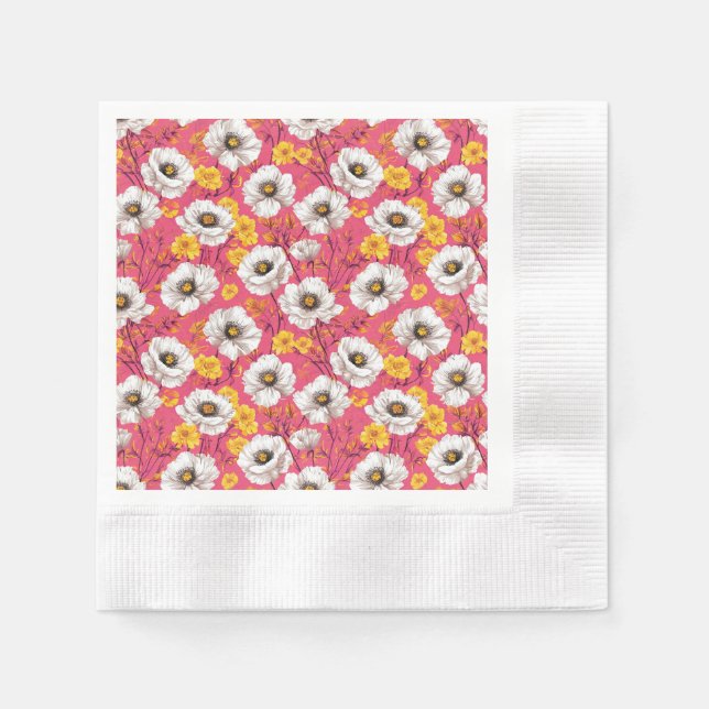 Servilleta De Papel Patrón floral vibrante (Anverso)