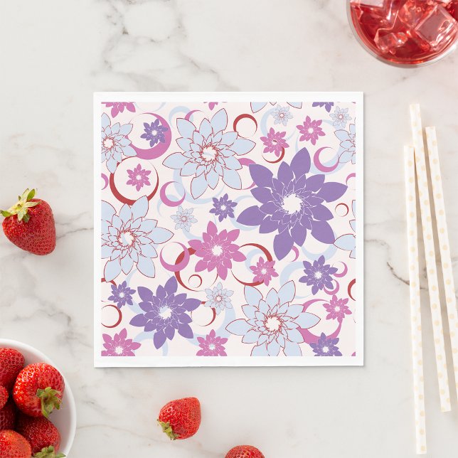Servilleta De Papel Patrón floral vibrante Flores azul rosado púrpura (Subido por el creador)
