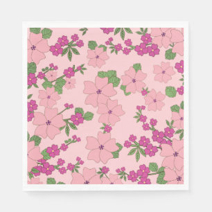 Servilleta De Papel patrón floral, violeta pastel y púrpura,