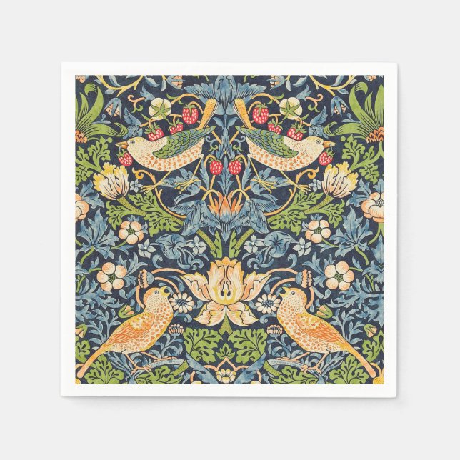 Servilleta De Papel Patrón floral William Morris Strawberry Thief (Anverso)