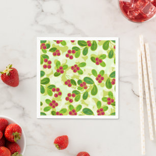 Servilleta De Papel Patrón Fruta de Cranberry Festial, Verde