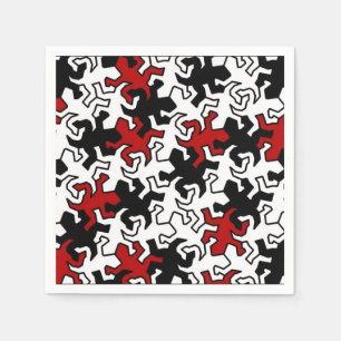 Servilleta De Papel Patrón Geckos Mosaico - blanco negro rojo