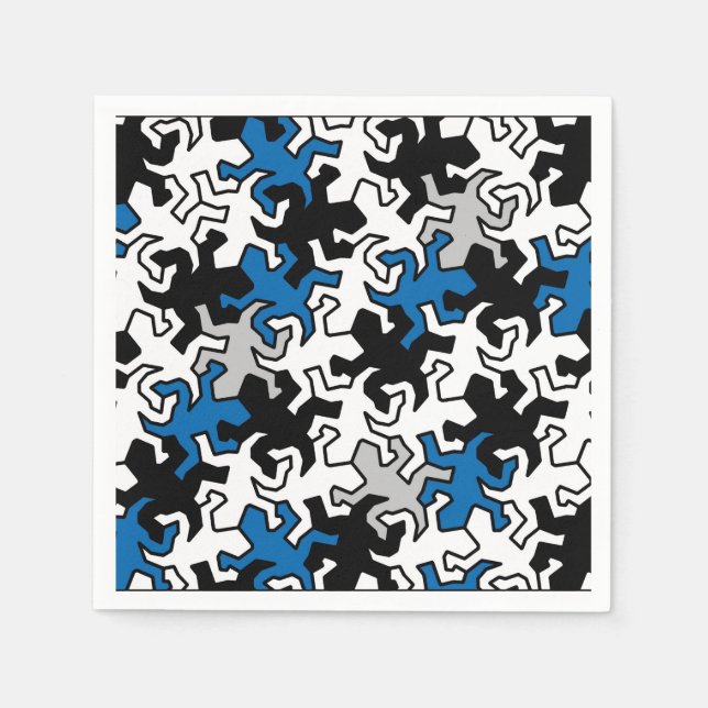 Servilleta De Papel Patrón Geckos Mosaico - gris blanco azul (Anverso)