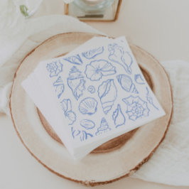 Servilleta De Papel Patrón general de conchas azules suaves dibujadas