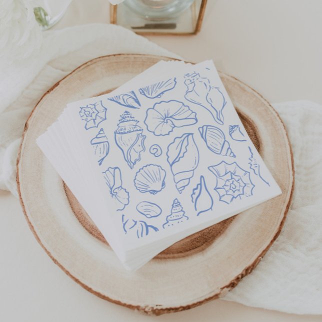 Servilleta De Papel Patrón general de conchas azules suaves dibujadas  (Subido por el creador)