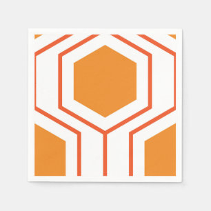 Servilleta De Papel Patrón geométrico abstracto hexagonal en naranja y