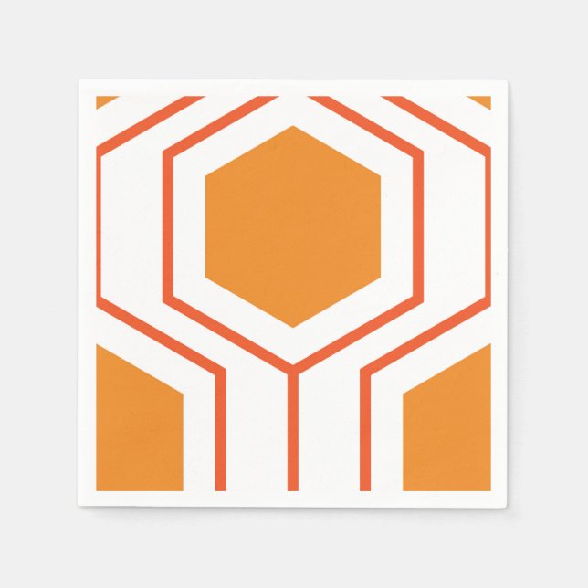 Servilleta De Papel Patrón geométrico abstracto hexagonal en naranja y (Anverso)