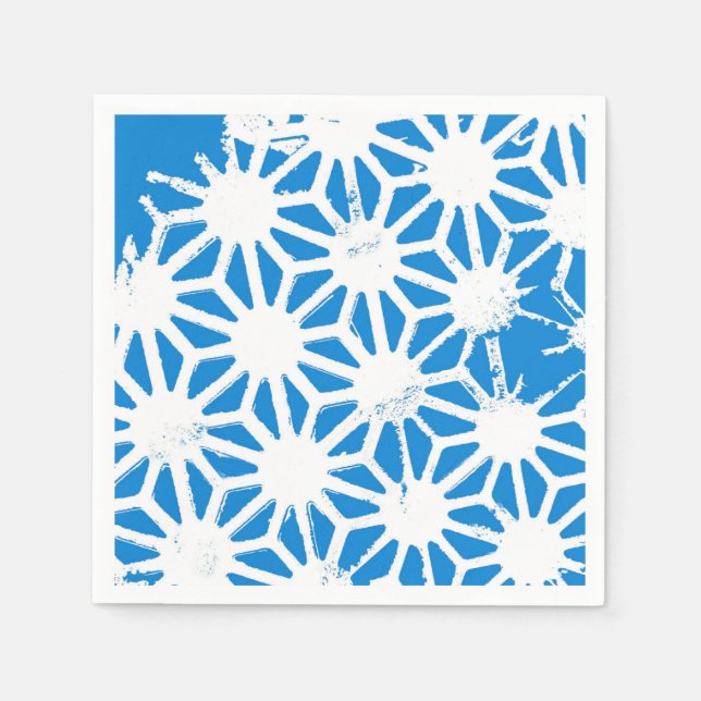 Servilleta De Papel Patrón geométrico azul (Anverso)
