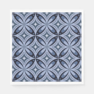 Servilleta De Papel Patrón geométrico azul estilo retro