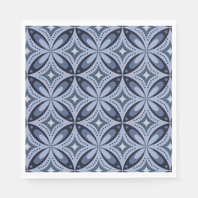 Servilleta De Papel Patrón geométrico azul estilo retro (Anverso)