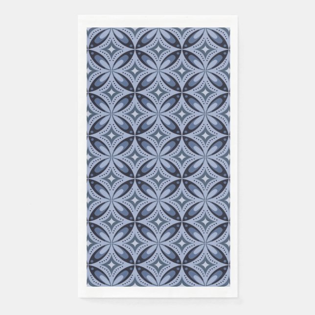 Servilleta De Papel Patrón geométrico azul estilo retro (Anverso)