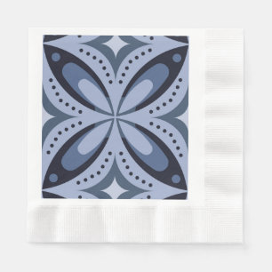 Servilleta De Papel Patrón geométrico azul estilo retro