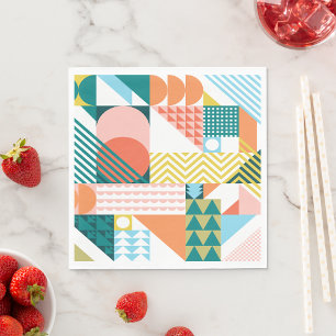Servilleta De Papel Patrón geométrico Bauhaus Mosaico Scandi