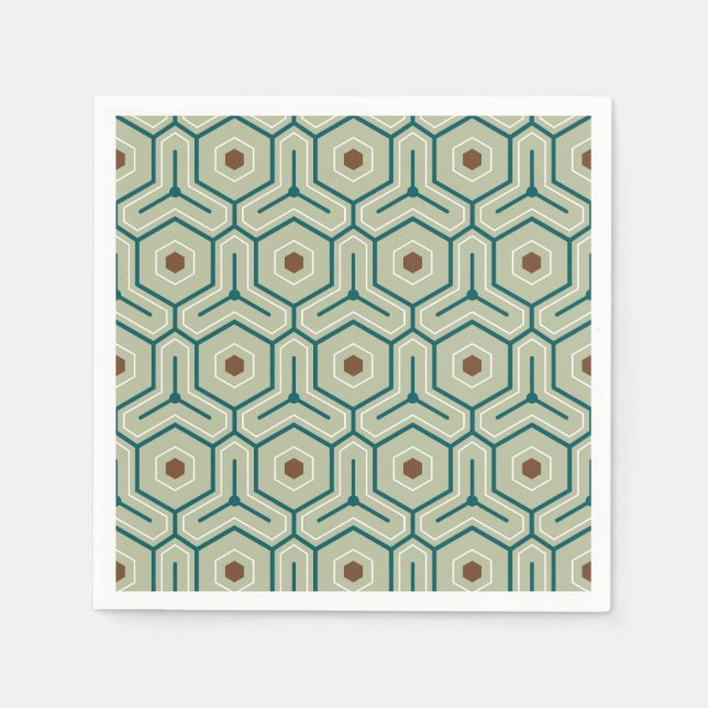Servilleta De Papel Patrón geométrico con hexágonos entrelazados (Anverso)