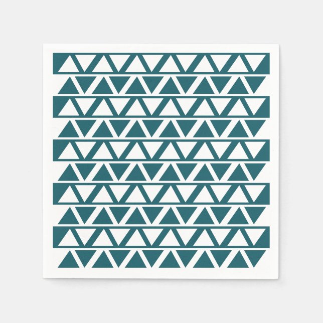 Servilleta De Papel Patrón geométrico de bandas triangulares blancas a (Anverso)
