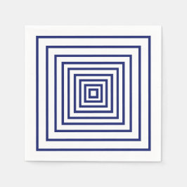Servilleta De Papel Patrón geométrico de cuadrados blancos azul marino