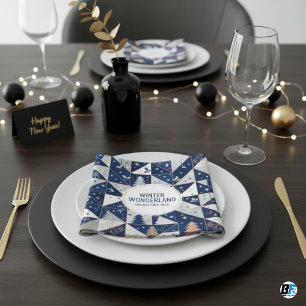 Servilleta De Papel Patrón geométrico de oro moderno Navidad negro P