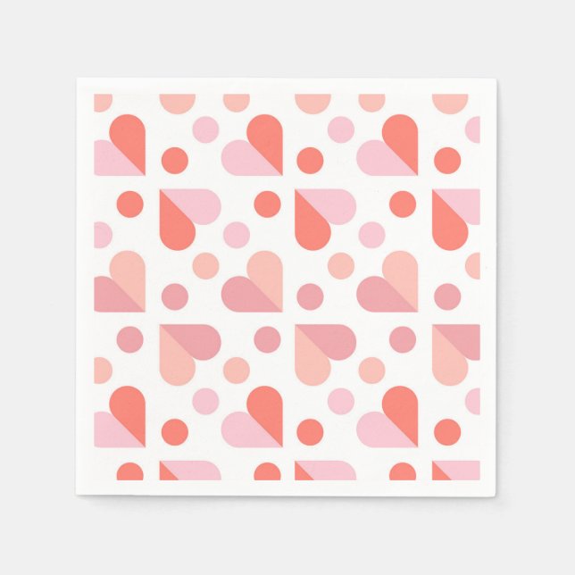 Servilleta De Papel Patrón geométrico del corazón abstracto (Anverso)