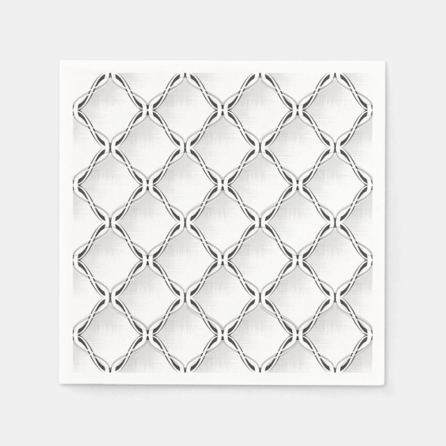 Servilleta De Papel Patrón geométrico en blanco y negro. (Anverso)