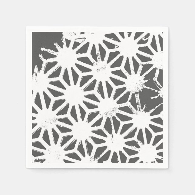 Servilleta De Papel Patrón geométrico gris de carbón vegetal (Anverso)