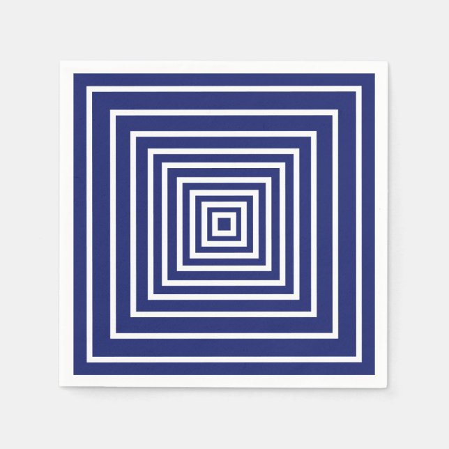 Servilleta De Papel Patrón geométrico moderno de cuadrados azul marino (Anverso)