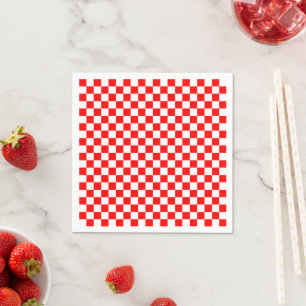 Servilleta De Papel Patrón geométrico moderno de los chequeros rojos c