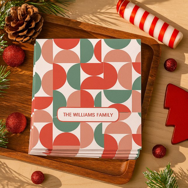 Servilleta De Papel Patrón geométrico moderno de Navidades rojos y ver (Subido por el creador)