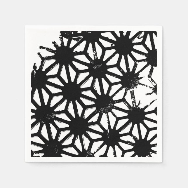 Servilleta De Papel Patrón geométrico negro (Anverso)