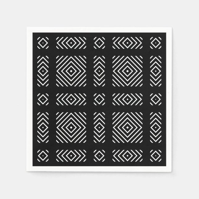 Servilleta De Papel Patrón geométrico negro y blanco Ama (Anverso)