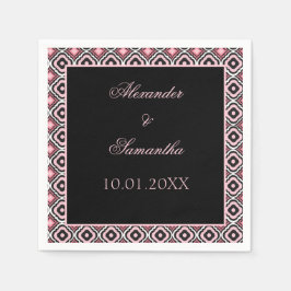 Servilleta De Papel Patrón geométrico negro y rosa