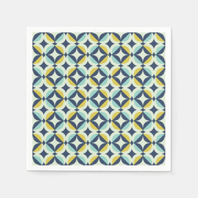 Servilleta De Papel Patrón geométrico oro y azul (Anverso)