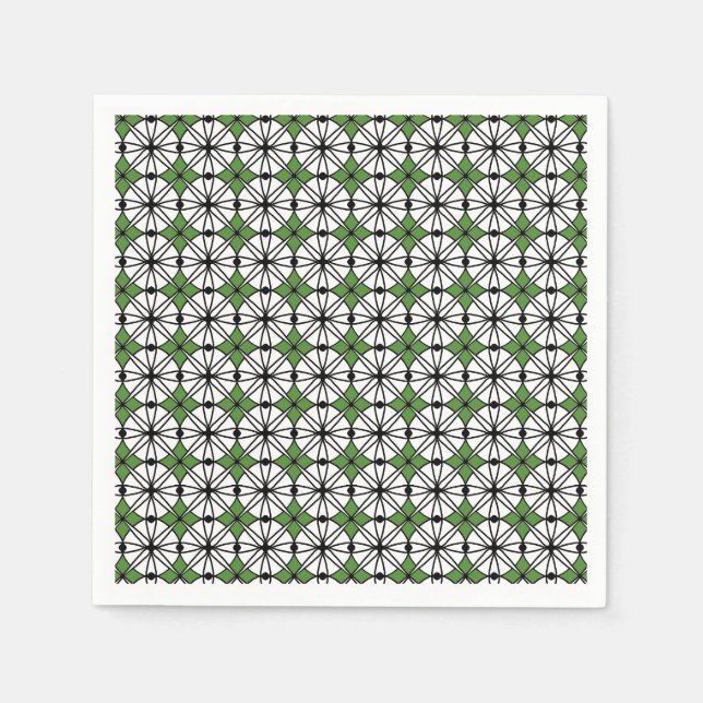 Servilleta De Papel Patrón geométrico verde (Anverso)