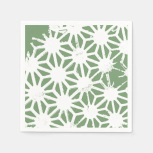 Servilleta De Papel Patrón geométrico verde oliva y blanco