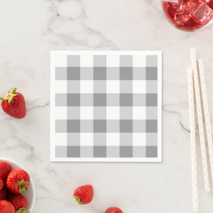 Servilleta De Papel Patrón Gingham Gris Y Blanco