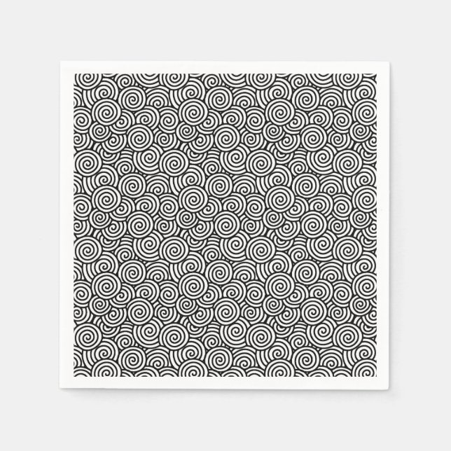 Servilleta De Papel Patrón giratorio japonés - blanco y negro (Anverso)