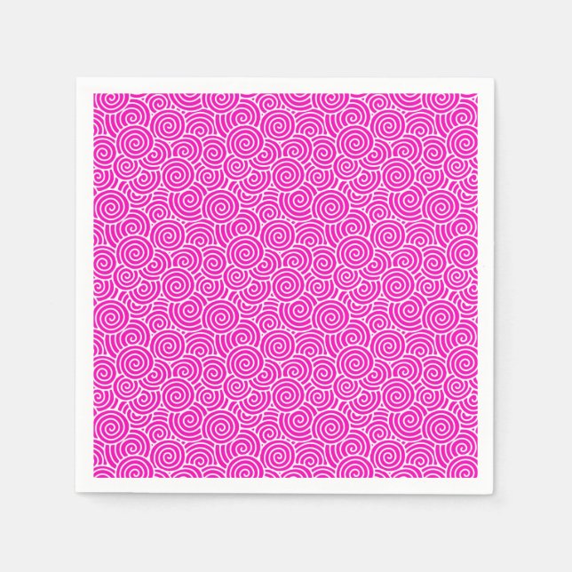 Servilleta De Papel Patrón giratorio japonés - fucsia rosa y blanco (Anverso)