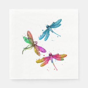 Servilleta De Papel Patrón gráfico colorido Dragonfly Funny Volando