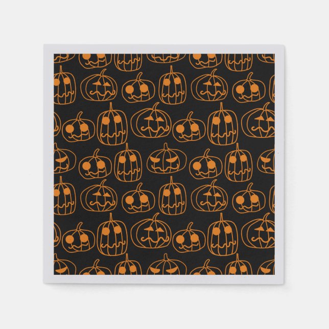 Servilleta De Papel Patrón Halloween de calabazas naranjas (Anverso)
