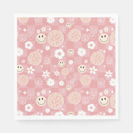Servilleta De Papel Patrón hippie retro rosado Groovy controlado