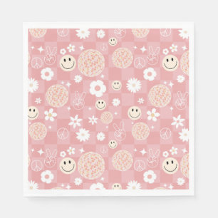 Servilleta De Papel Patrón hippie retro rosado Groovy controlado